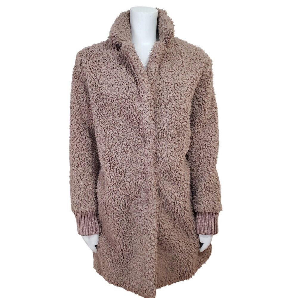 Cupcakes and Cashmere Womens Faux fur Sherpa Jacket Size Small Teddy Coat Brown